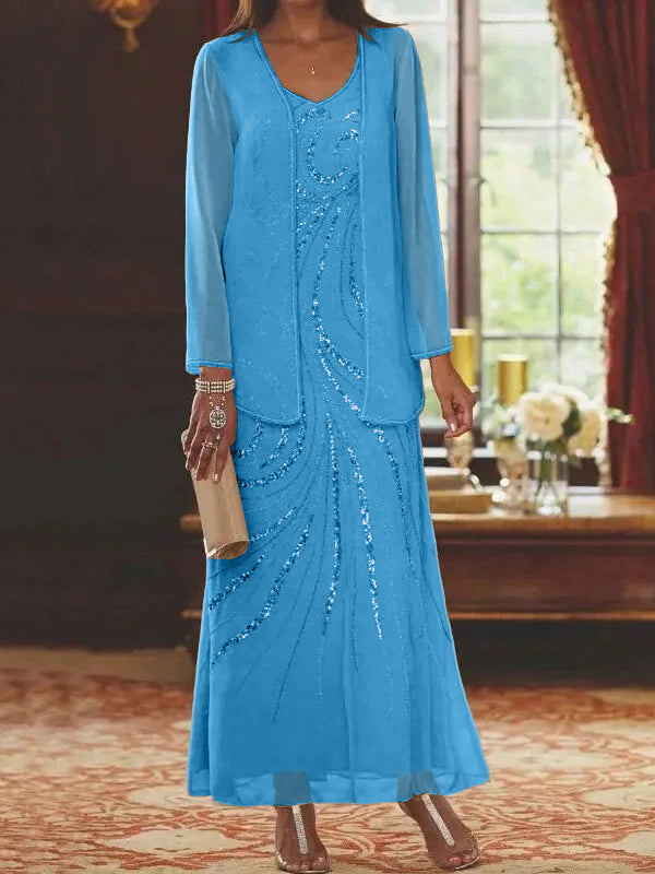 Jacketed Mother of the Bride & Groom Sheath Column Dress with Sequins