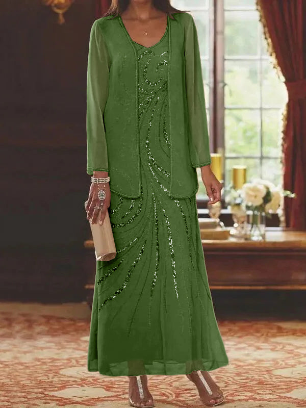 Jacketed Mother of the Bride & Groom Sheath Column Dress with Sequins