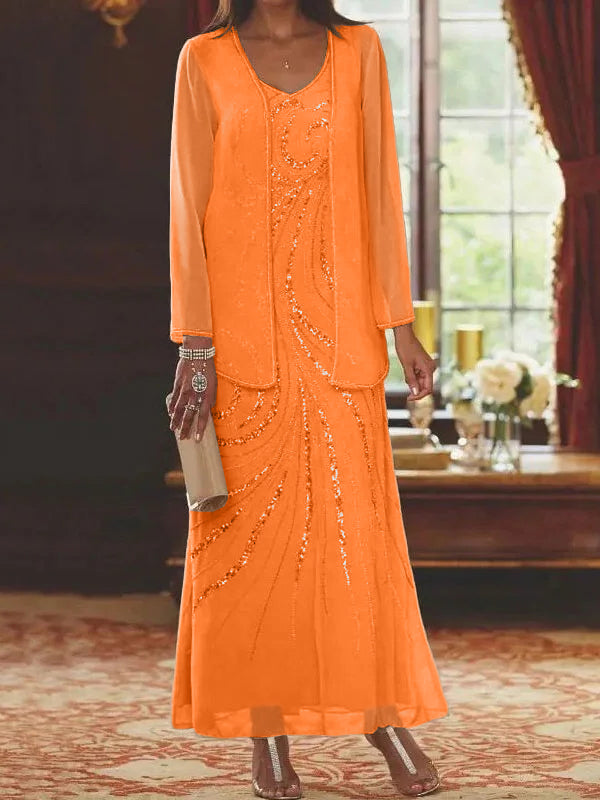 Jacketed Mother of the Bride & Groom Sheath Column Dress with Sequins