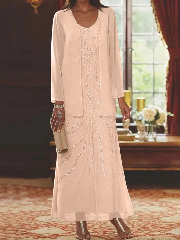 Jacketed Mother of the Bride & Groom Sheath Column Dress with Sequins