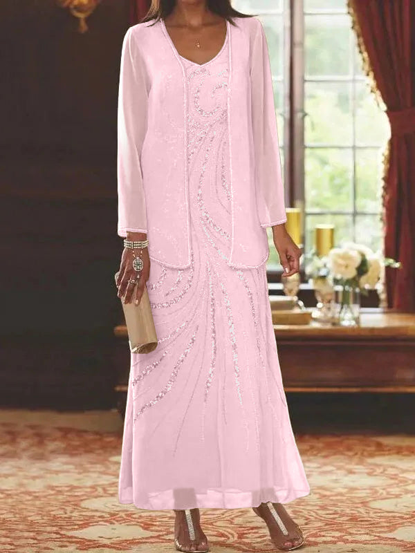 Jacketed Mother of the Bride & Groom Sheath Column Dress with Sequins