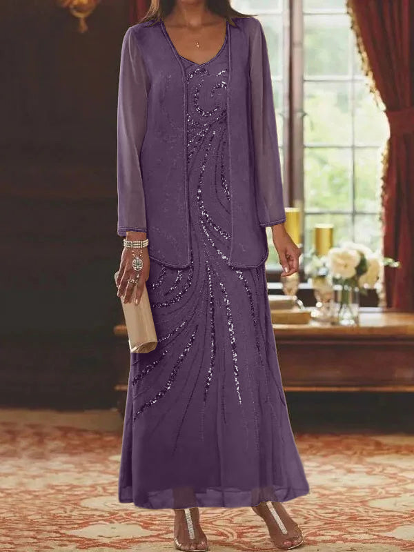 Jacketed Mother of the Bride & Groom Sheath Column Dress with Sequins