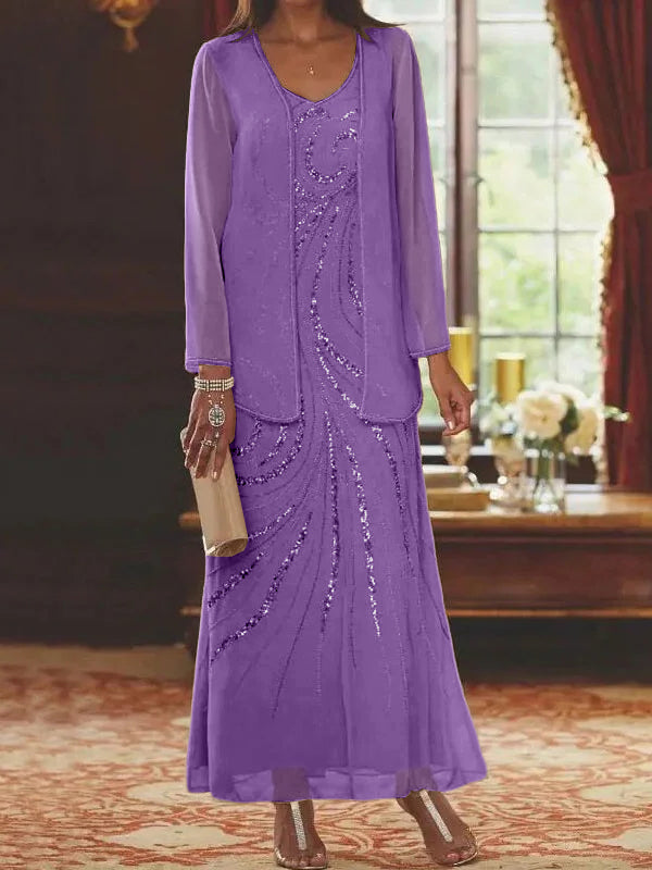 Jacketed Mother of the Bride & Groom Sheath Column Dress with Sequins