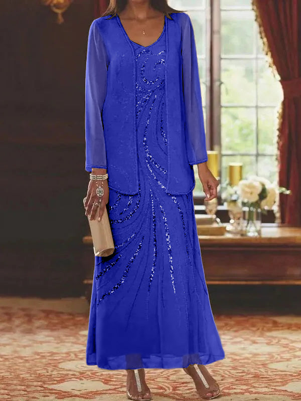 Jacketed Mother of the Bride & Groom Sheath Column Dress with Sequins