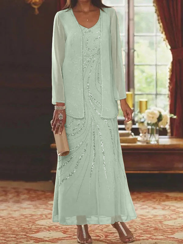 Jacketed Mother of the Bride & Groom Sheath Column Dress with Sequins