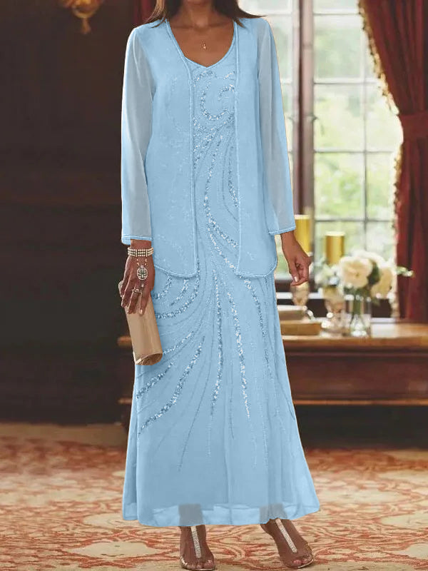 Jacketed Mother of the Bride & Groom Sheath Column Dress with Sequins