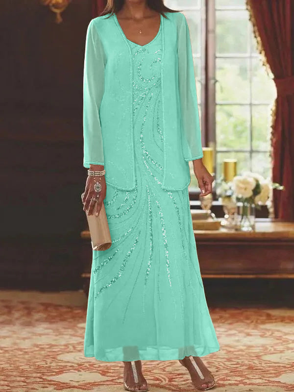 Jacketed Mother of the Bride & Groom Sheath Column Dress with Sequins
