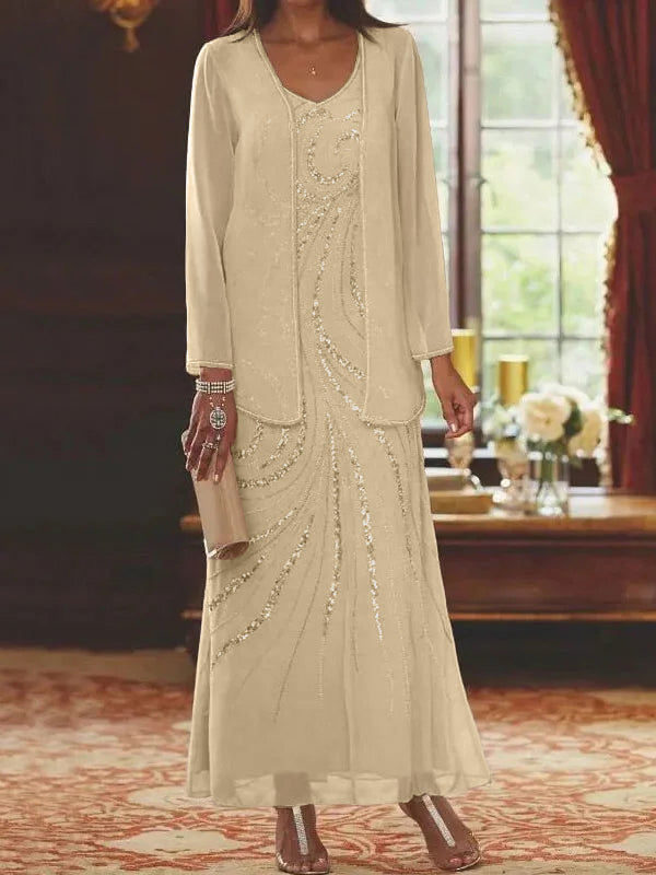 Jacketed Mother of the Bride & Groom Sheath Column Dress with Sequins