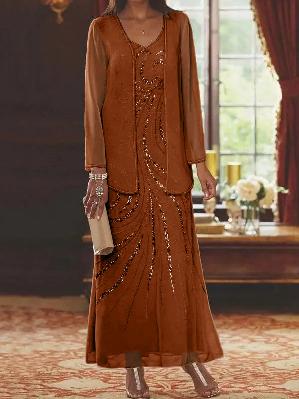 Jacketed Mother of the Bride & Groom Sheath Column Dress with Sequins