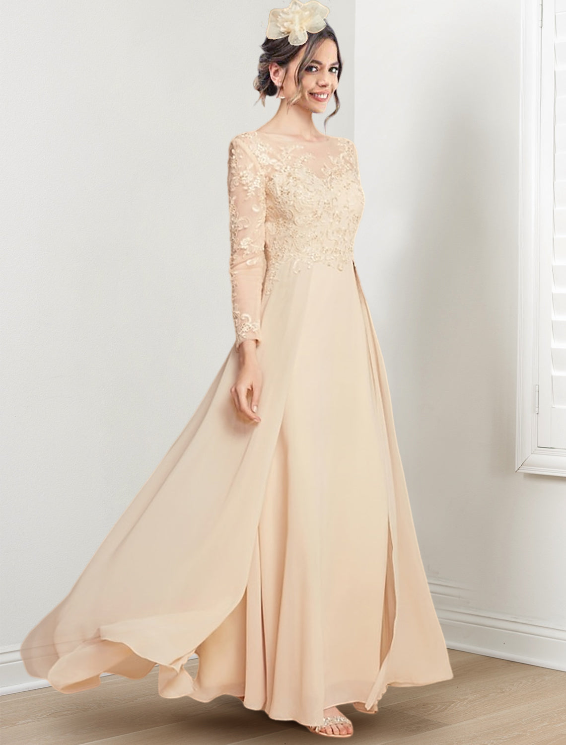 Jewel Neck Mother of the Bride A Line Dress
