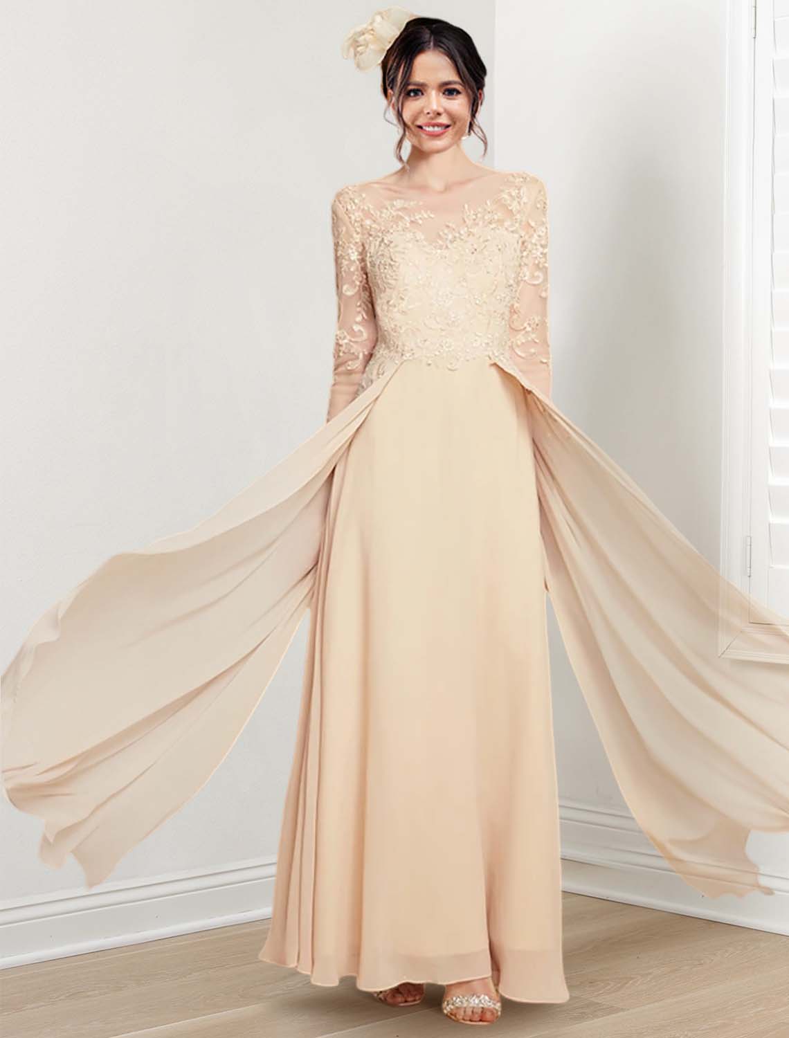 Jewel Neck Mother of the Bride A Line Dress