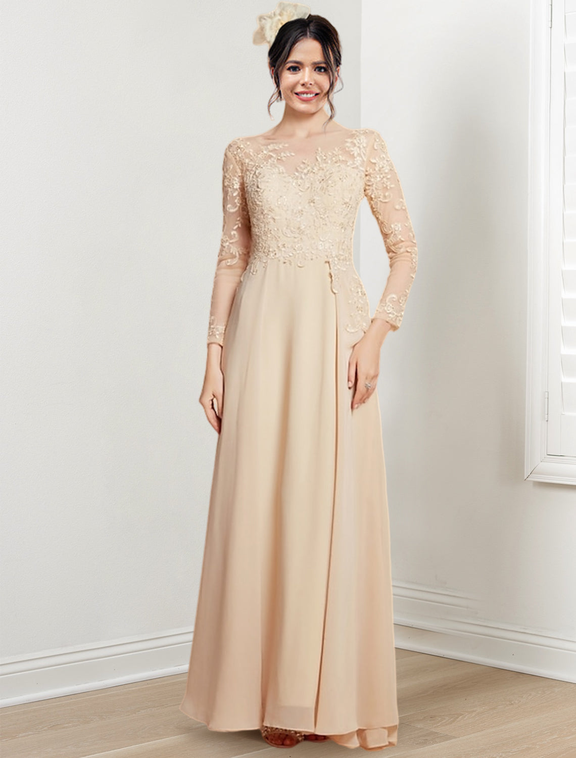 Jewel Neck Mother of the Bride A Line Dress