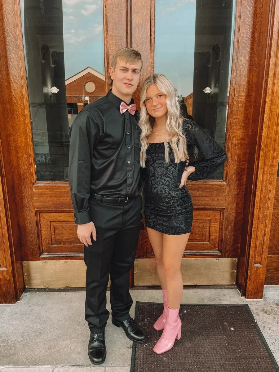 Black Long Sleeves Homecoming Dress Black Graduation Dress For Teens Y2096 by simplepromdress