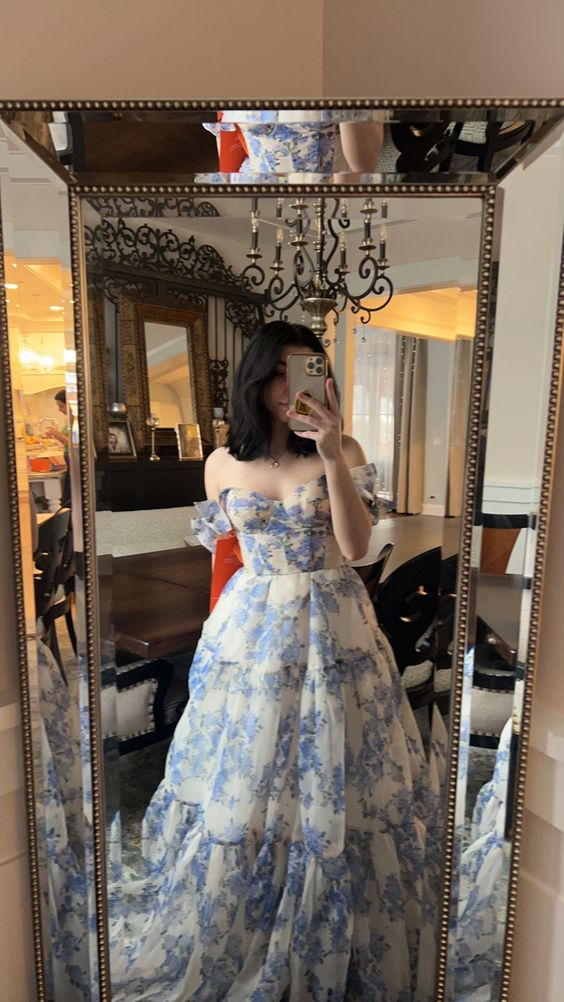 Modern A-line Straps Long Evening Prom Dresses, Custom Sweetheart Prom Dress