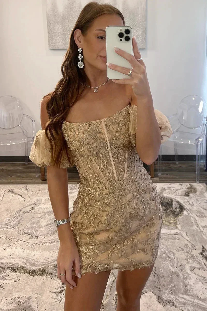 Sheath Lace Strapless Homecoming Dress with Appliques Y2998 by simplepromdress