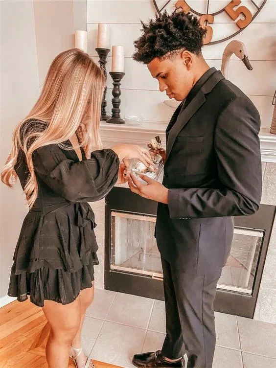 Black Long Sleeves Homecoming Dress Black Party Dress Y2259 by simplepromdress