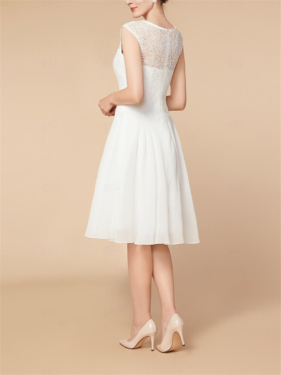 Knee Length Mother of the Bride A Line Dress with 3/4 Sleeves and Wraps