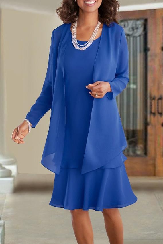 Knee Length Mother of the Bride A Line Scoop Dress