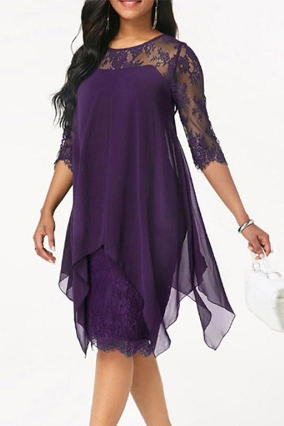 Knee Length Mother of the Bride Sheath Column Jewel Neck Dress
