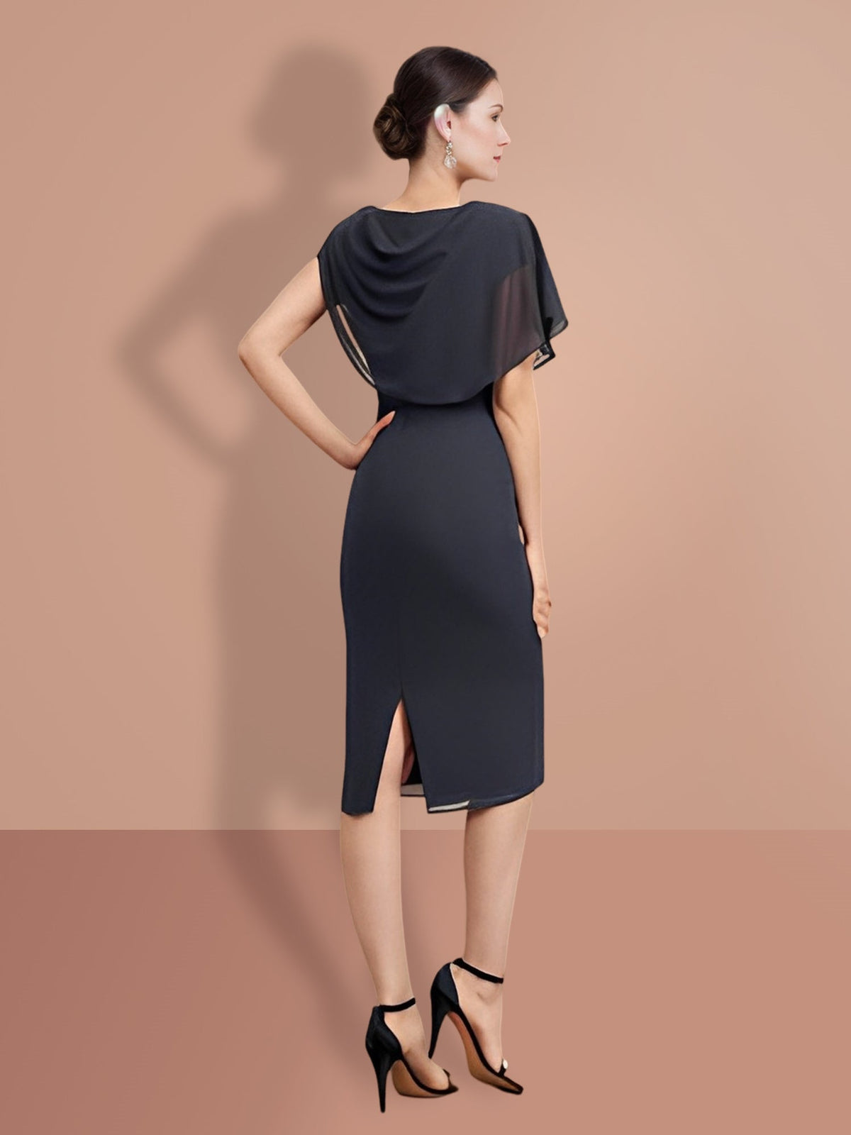 Knee Length Short Sleeve Sheath Column Dress for the Mother of the Bride