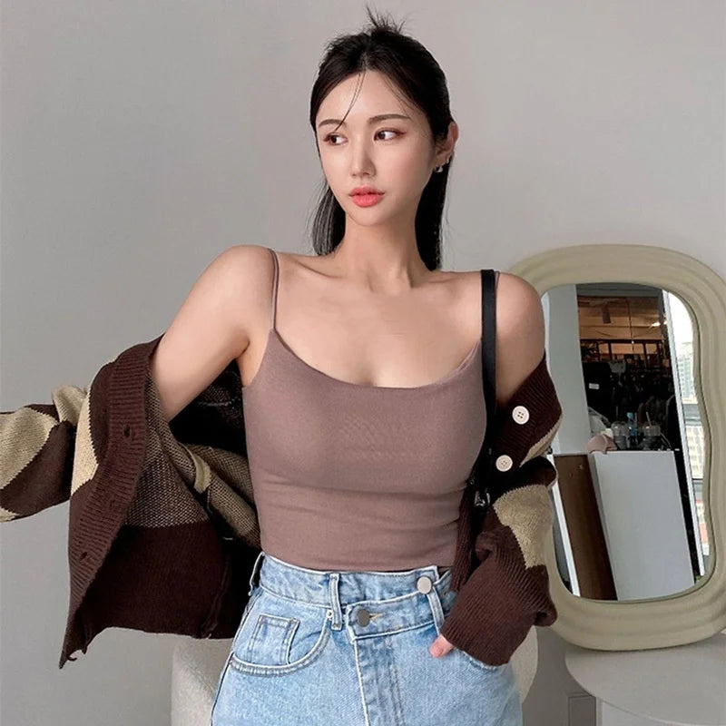 Sweet Slim UNeck Solid Color Tank Top