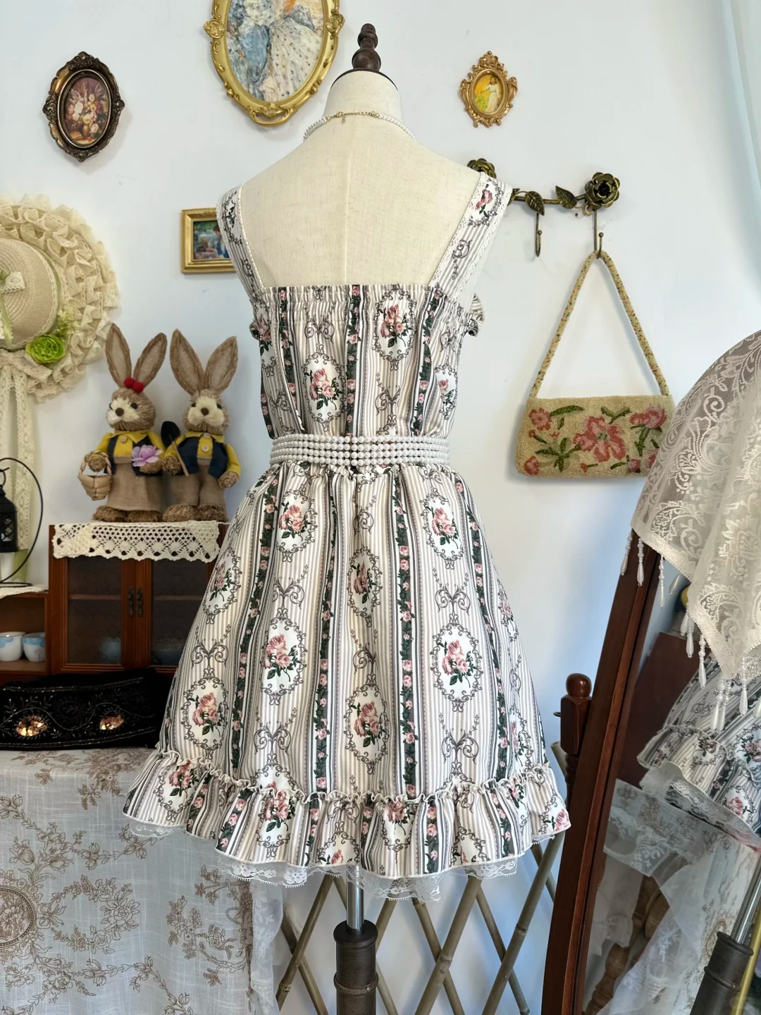 Unique Straps Satin Print Floral Lace Short Birthday Outfits Formal Graduation Homecoming Dress - View 5 | VelvetHem