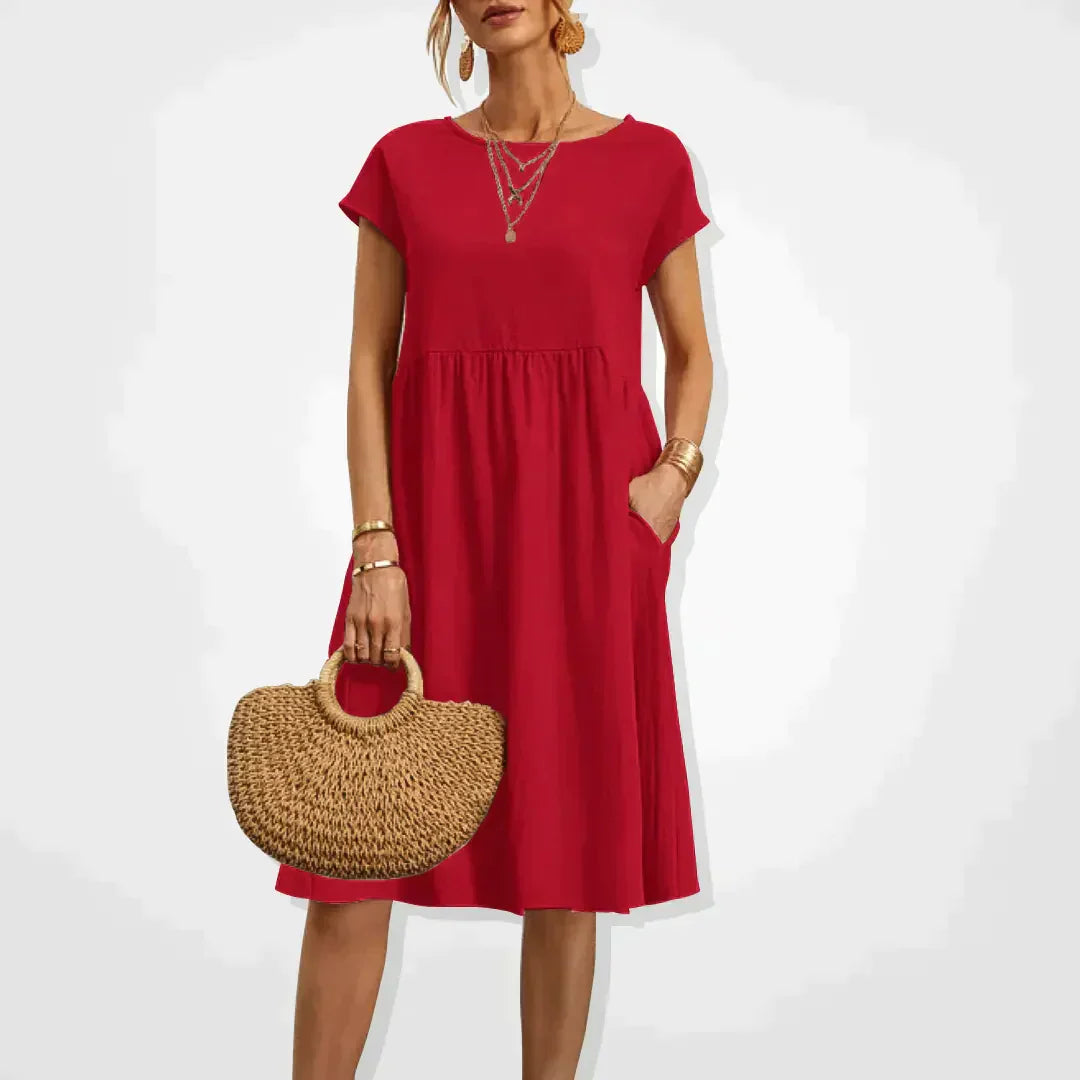 Hestia Comfortable Flowy Midi Dress for Women Soft Comfortable Fit