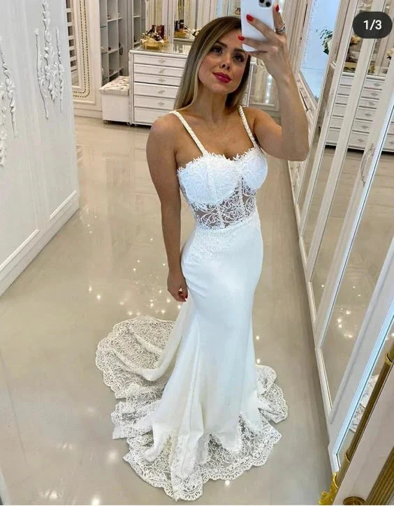 Sexy White Mermaid Wedding Dress,White Bridal Dress Y6000 by simplepromdress
