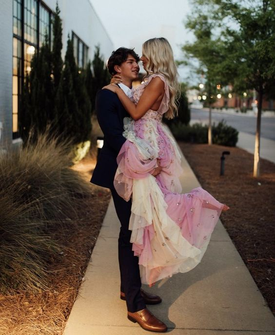 Sweet Princess Long Prom Dress Layered Tulle Ball Gown Evening Dresses - View 2 | VelvetHem