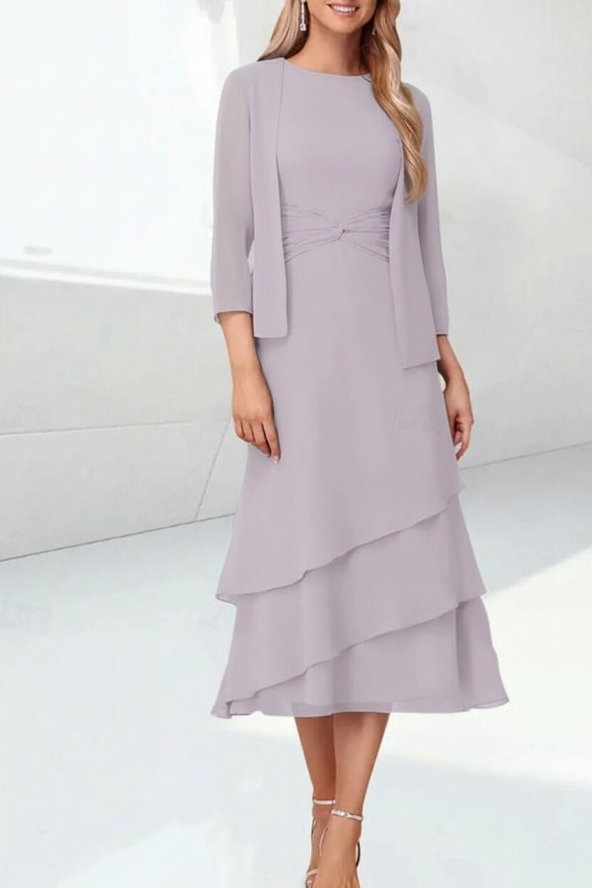 Mint Green Mother of the Bride Dress Chiffon Two Piece Wedding Guest Dress