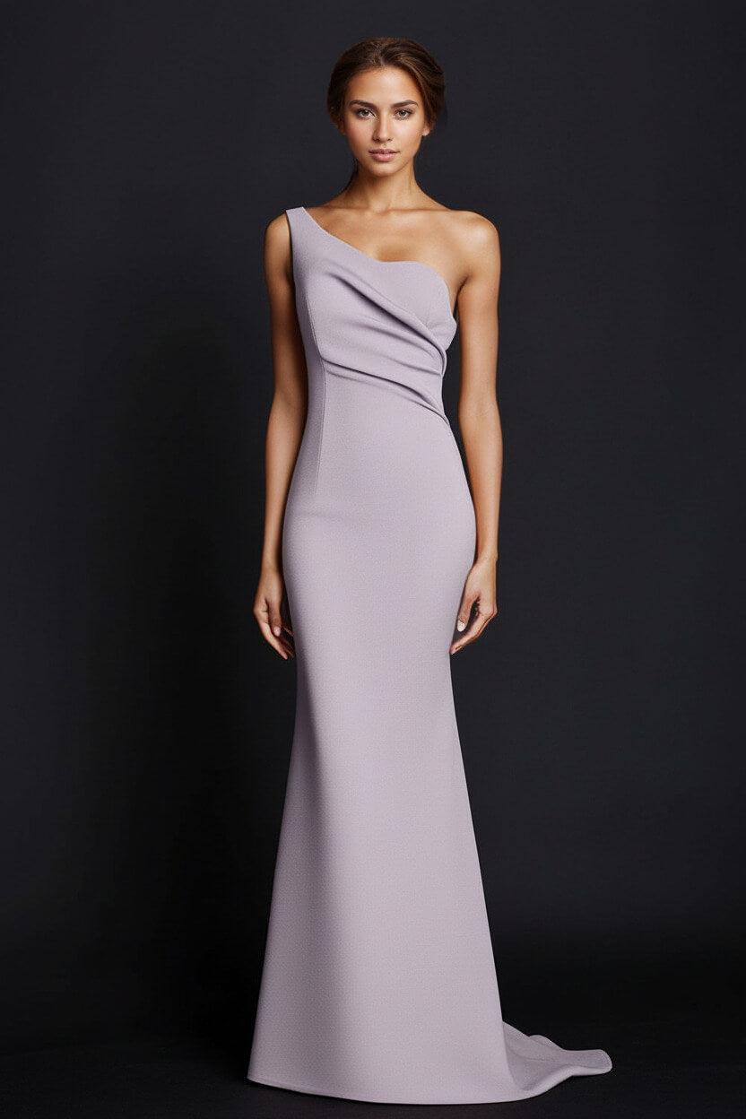 One Shoulder Khaki Wedding Guest Dress Mermaid Long Formal Dress