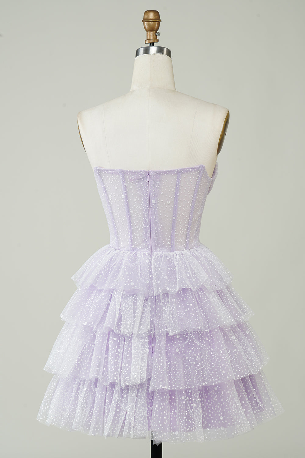 Light Blue Homecoming Dresses Corset Strapless A-Line Tiered Short Cocktail Dresses