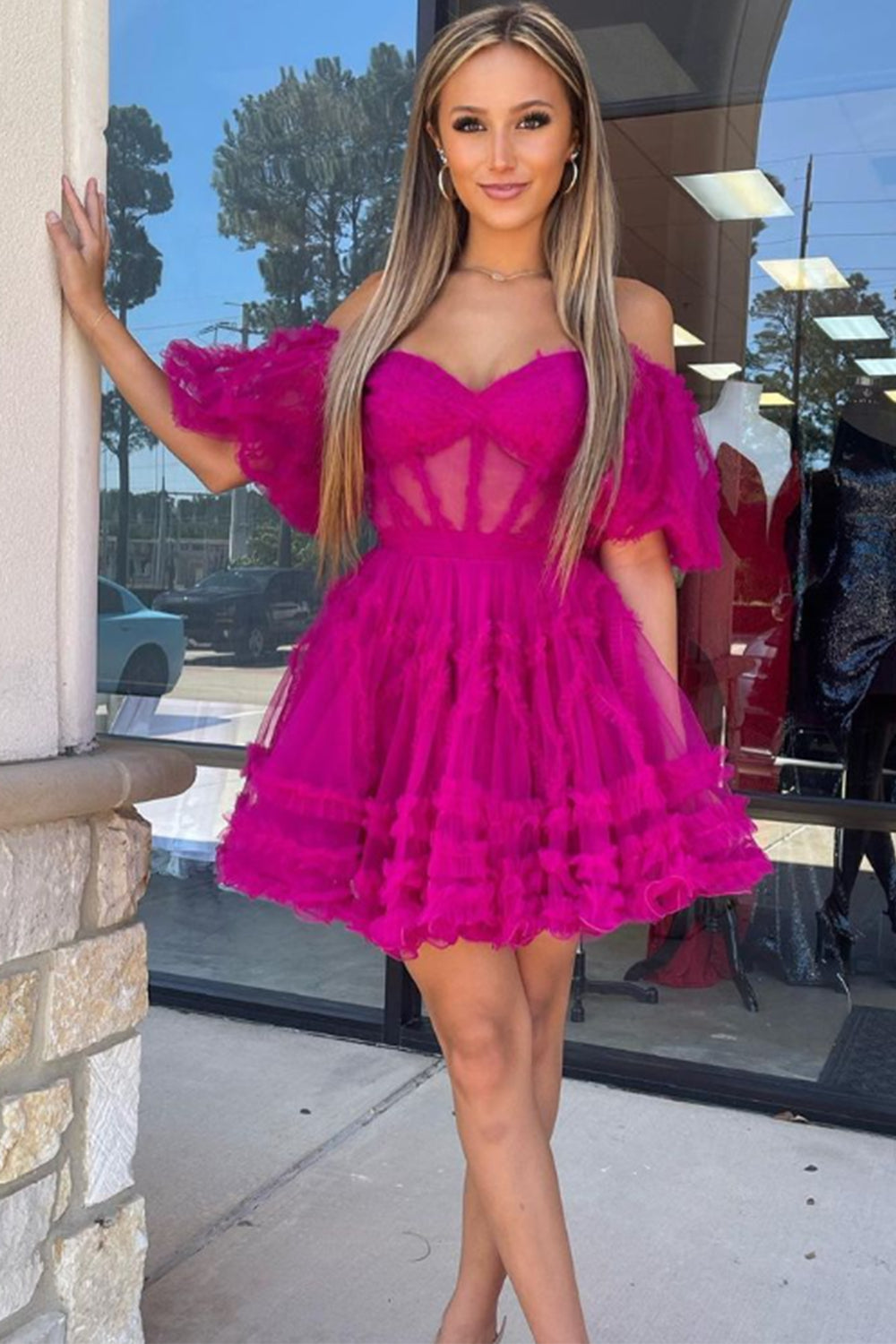 Light Pink Homecoming Dresses Corset A-Line Short Cocktail Dresses