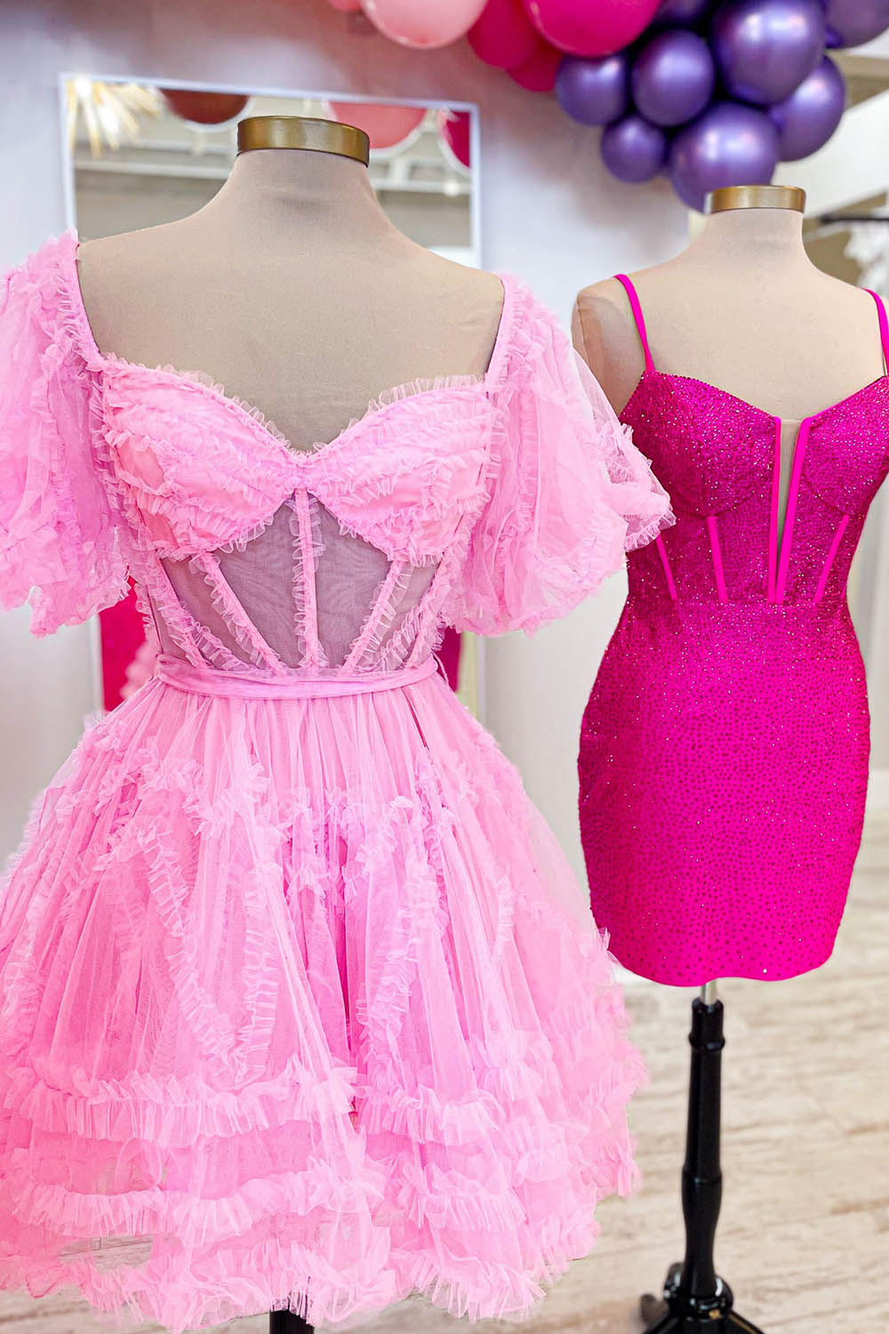 Light Pink Homecoming Dresses Corset A-Line Short Cocktail Dresses