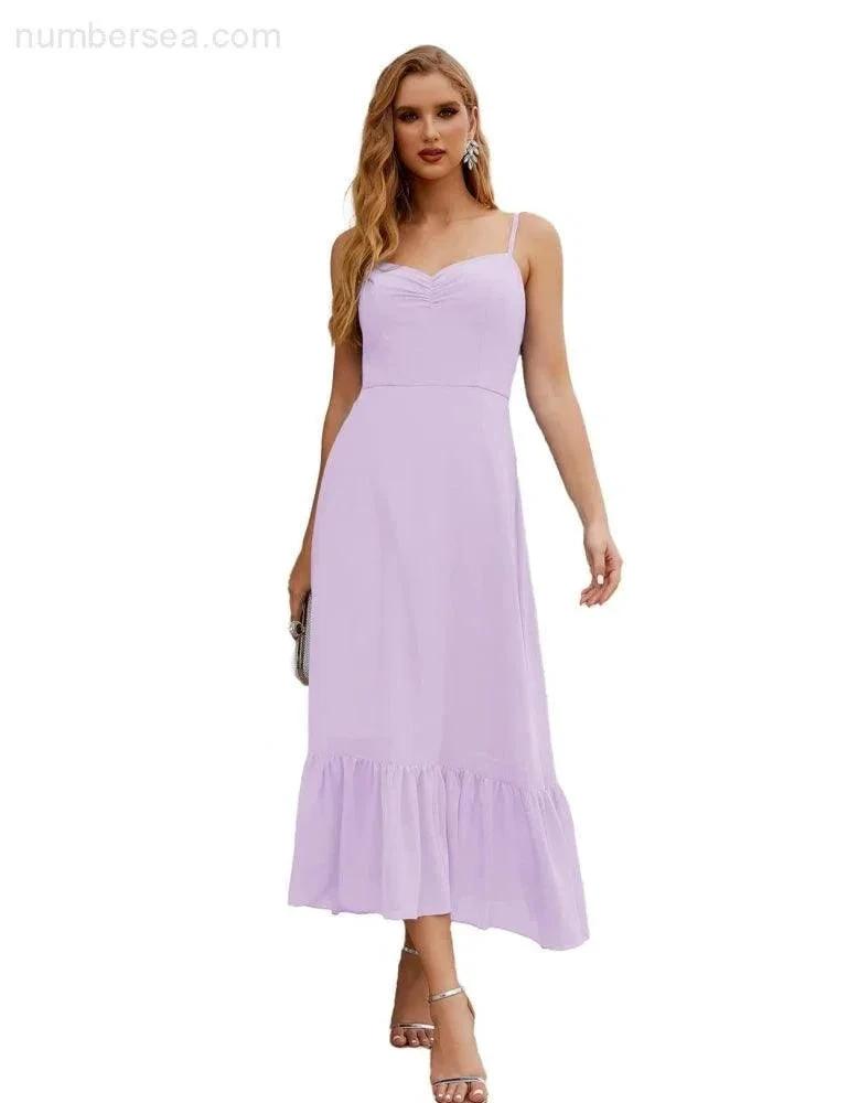 ZapDress  Spaghetti Strap Chiffon Bridesmaid Dress Ankle Length Formal A Line Cocktail Party Homecoming Dress for Juniors (ZD16949)