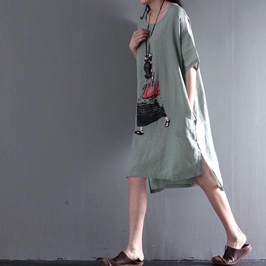 Light green linen maxi dresses summer casual dress plus size sundress