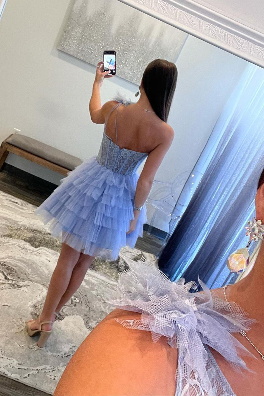 Lilac Homecoming Dresses A Line One Shoulder Corset Short Cocktail Dresses