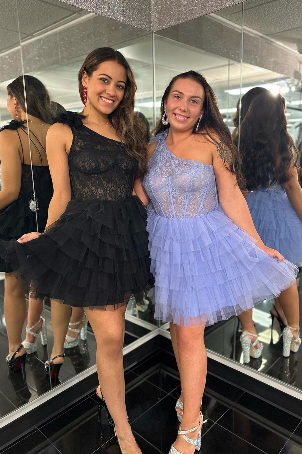 Lilac Homecoming Dresses A Line One Shoulder Corset Short Cocktail Dresses