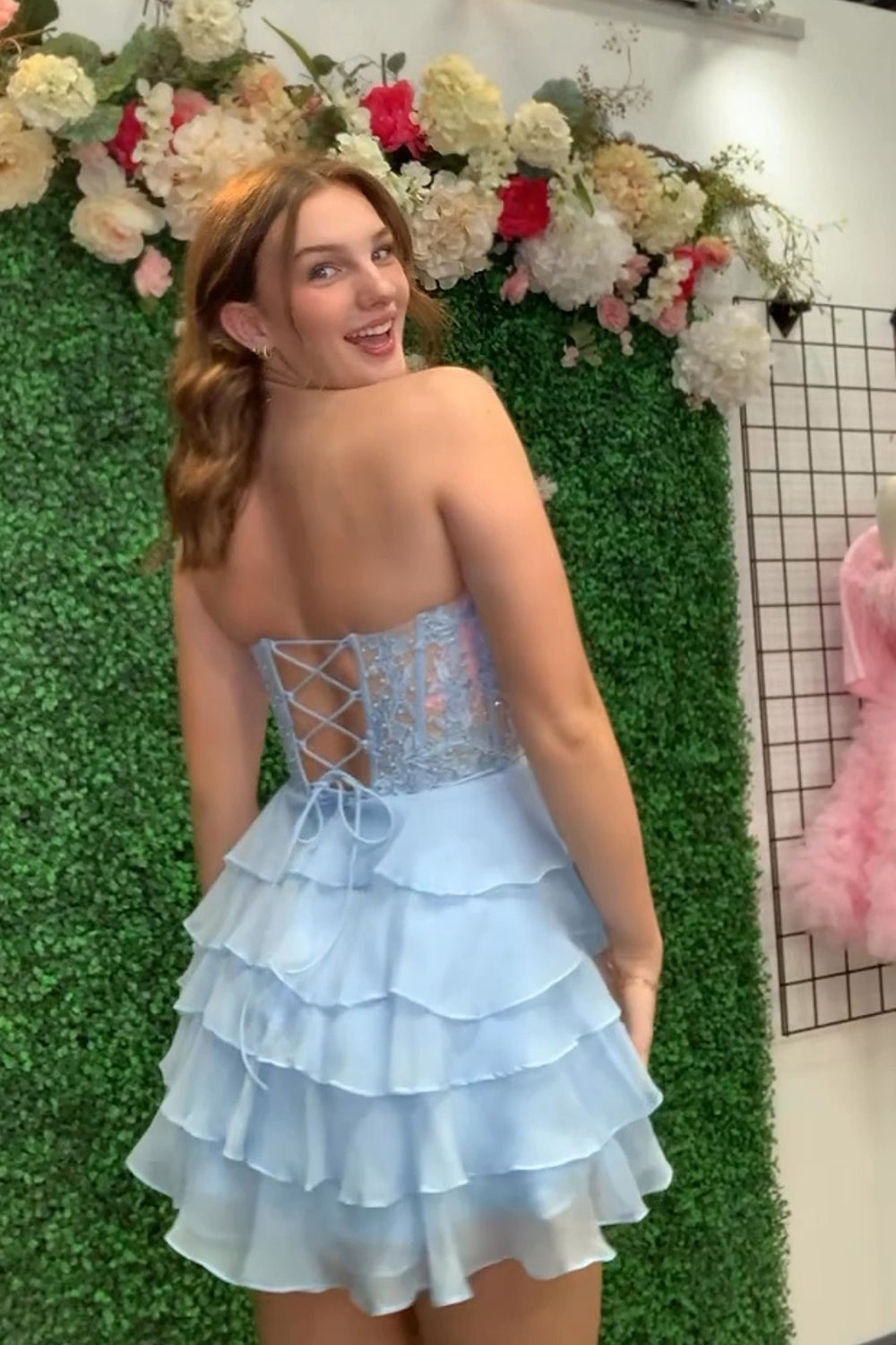 Lilac Homecoming Dresses Corset Beaded A Line Short Cocktail Dresses with Ruffles