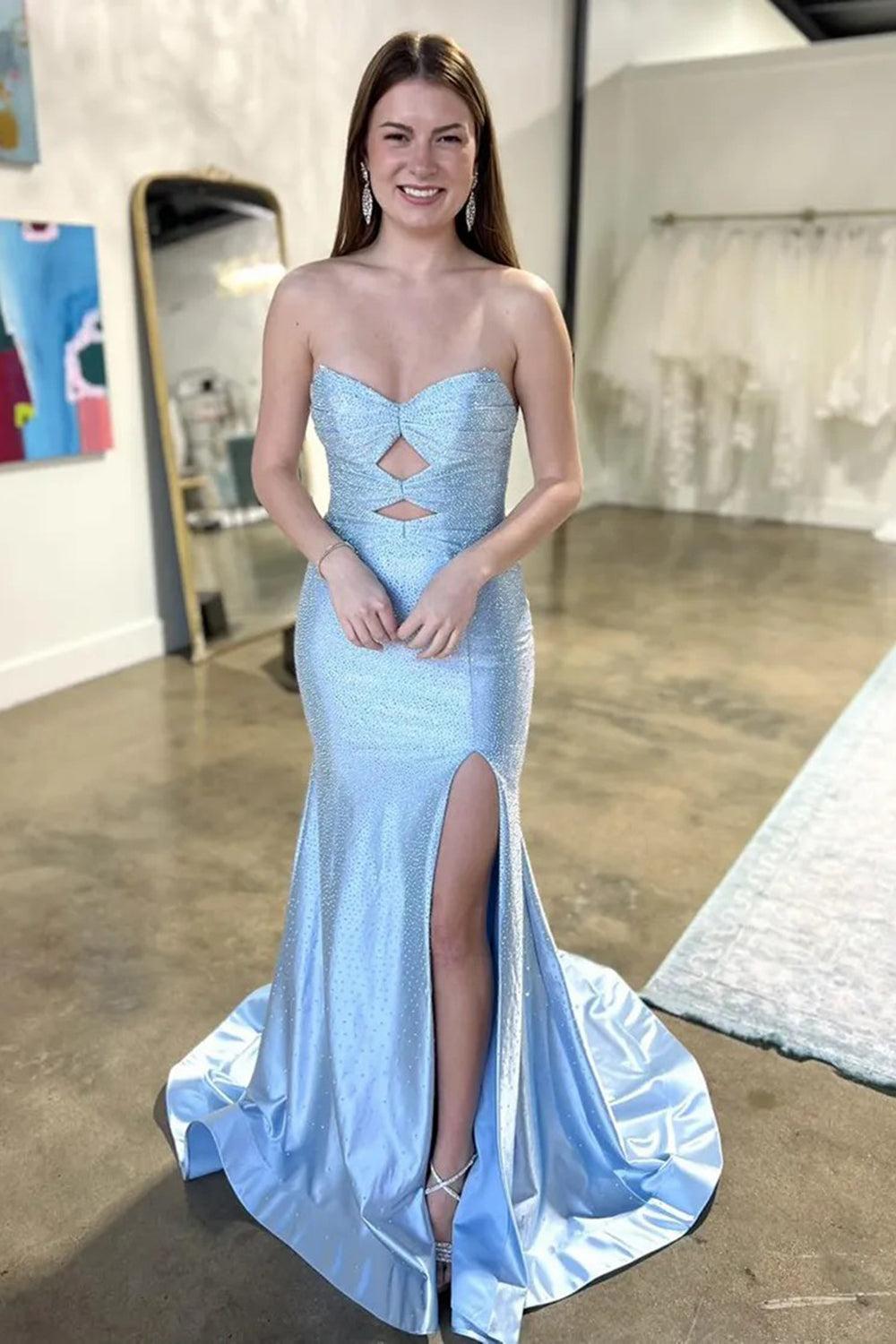 Lilac Prom Dress Hollow Out Sweetheart Formal Dress With Slit