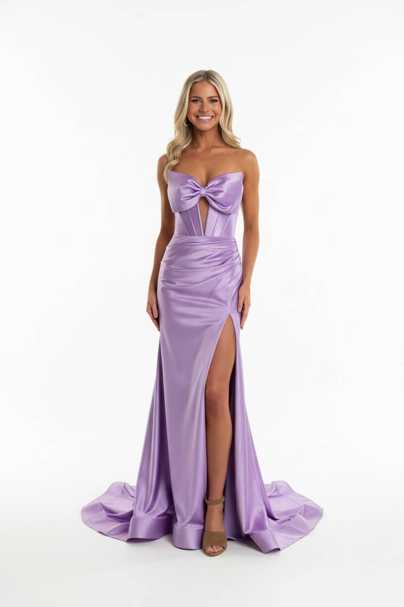 Corset Red Prom Dress Satin Sweetheart Formal Dress With Slit