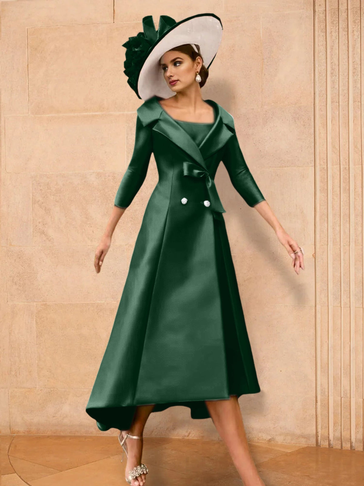Long Sleeve A Line Gown for the Mother of the Bride with Bowknot