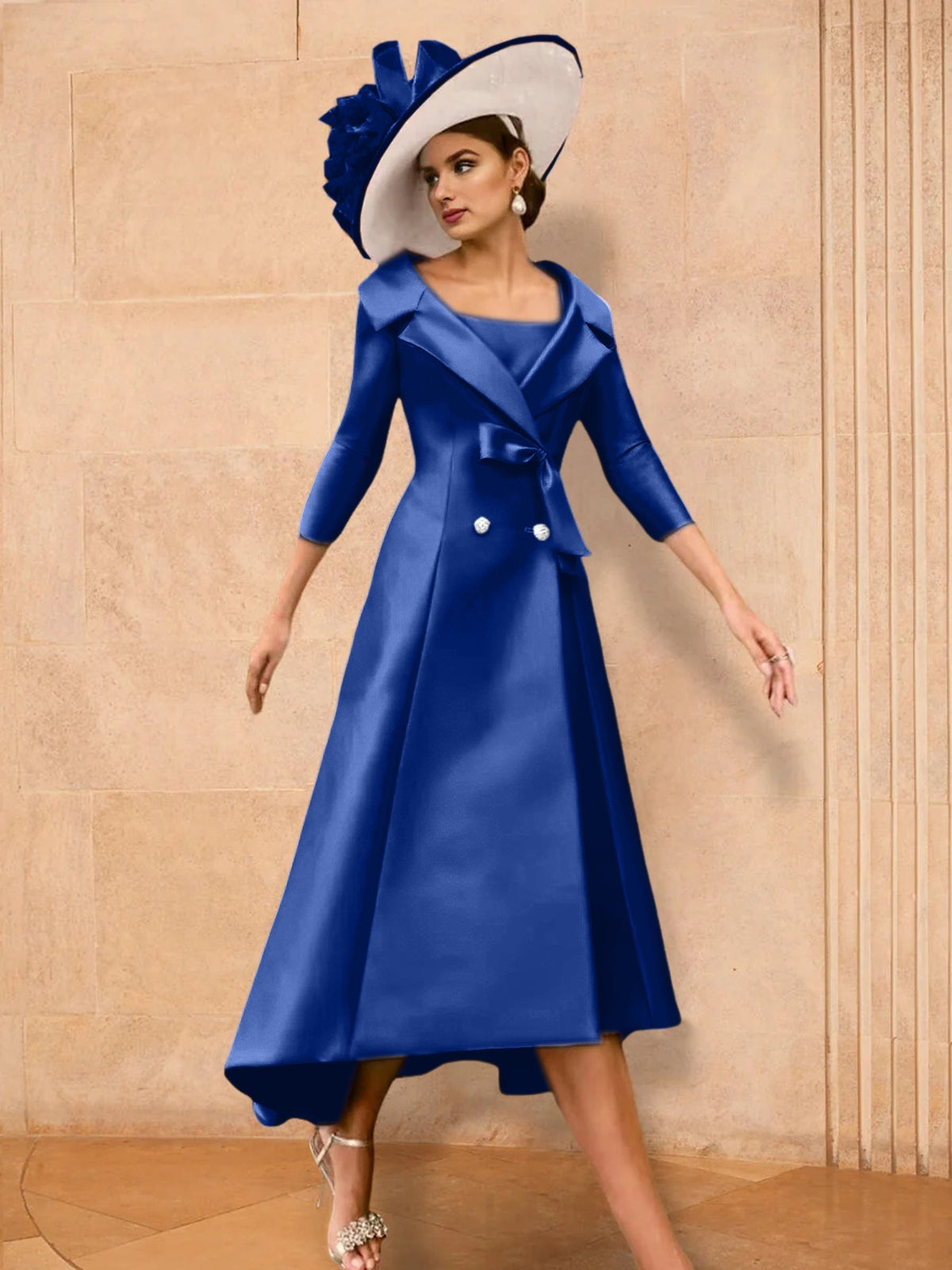 Long Sleeve A Line Gown for the Mother of the Bride with Bowknot