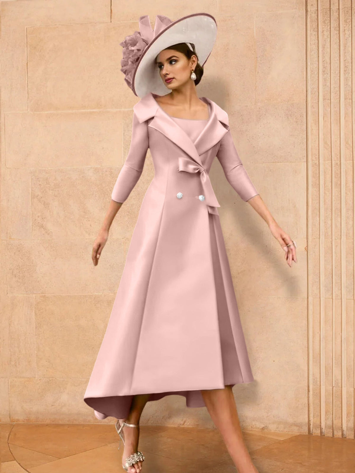 Long Sleeve A Line Gown for the Mother of the Bride with Bowknot