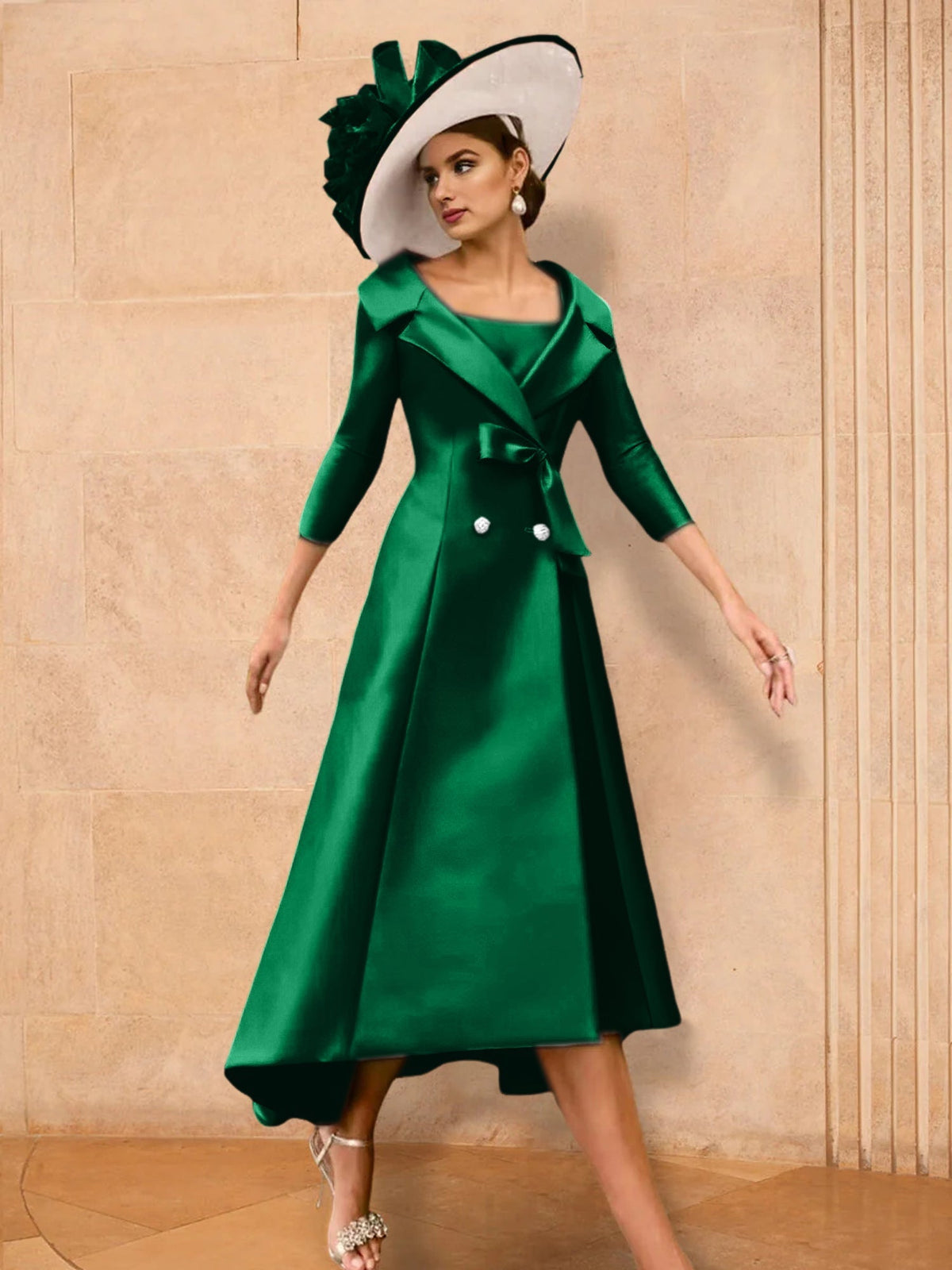 Long Sleeve A Line Gown for the Mother of the Bride with Bowknot
