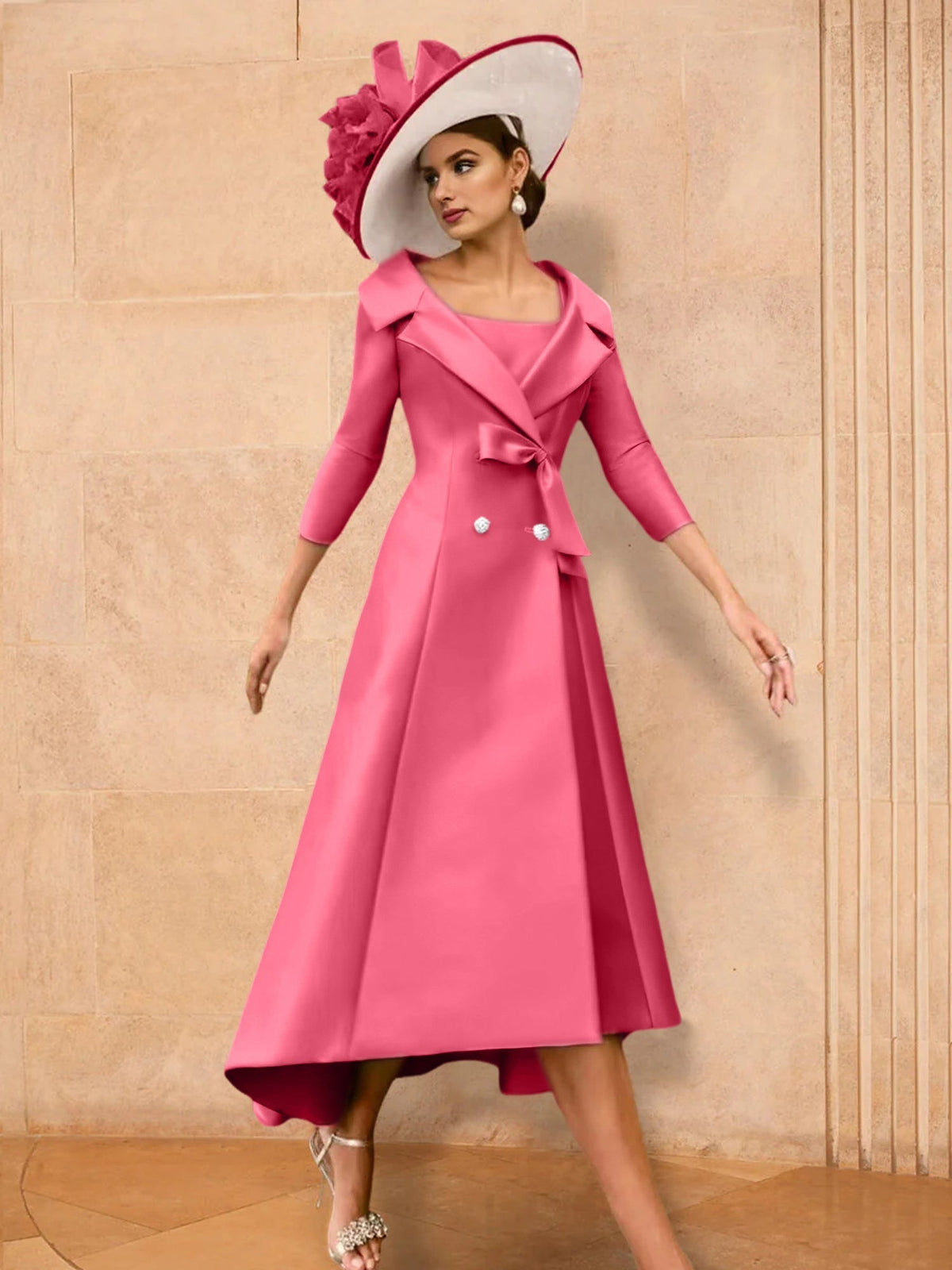 Long Sleeve A Line Gown for the Mother of the Bride with Bowknot