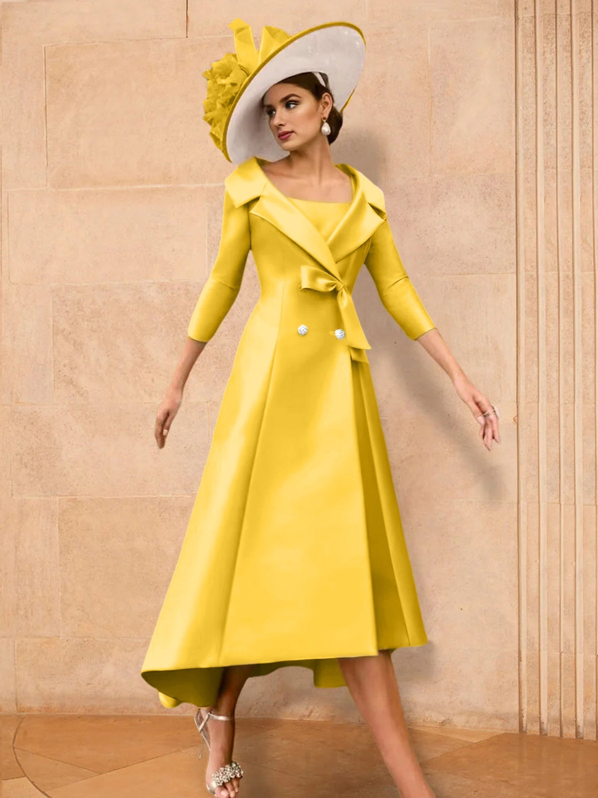 Long Sleeve A Line Gown for the Mother of the Bride with Bowknot