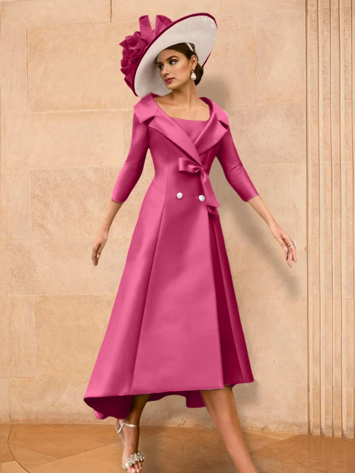 Long Sleeve A Line Gown for the Mother of the Bride with Bowknot