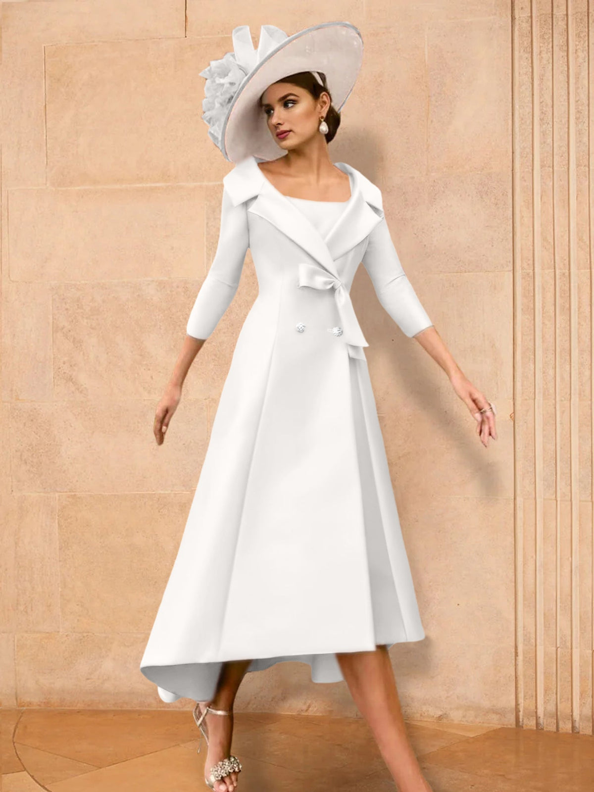 Long Sleeve A Line Gown for the Mother of the Bride with Bowknot