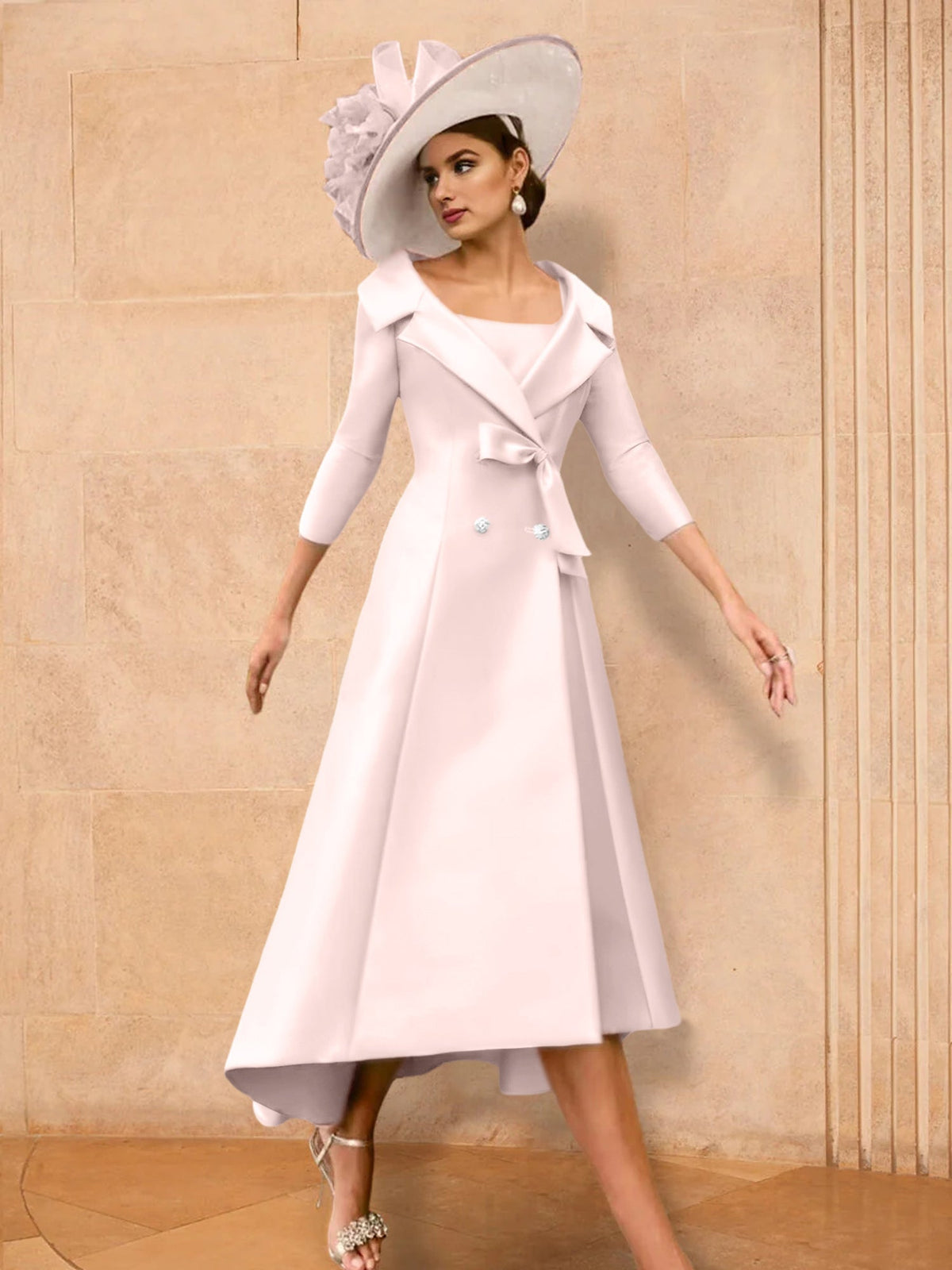 Long Sleeve A Line Gown for the Mother of the Bride with Bowknot